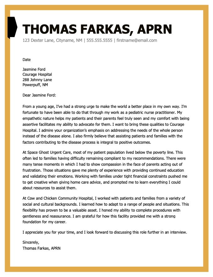 Nurse practitioner cover letter